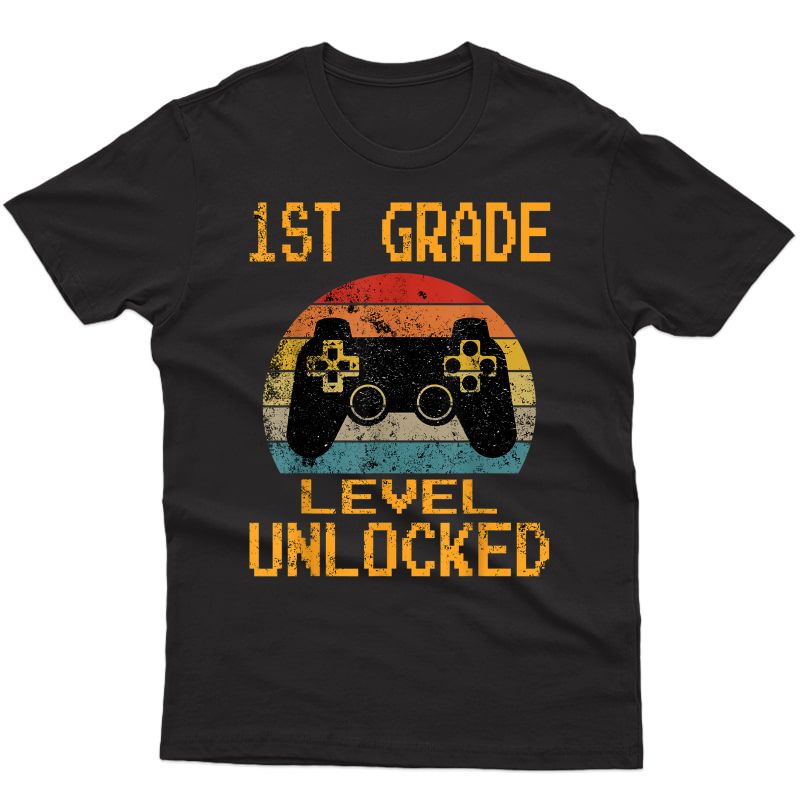 1st Grade Level Unlocked Gamer First Day Of School T-shirt