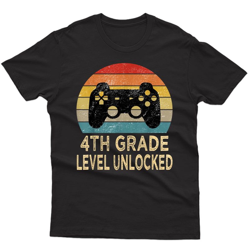 4th Grade Level Unlocked Video Gamer Back To School T-shirt