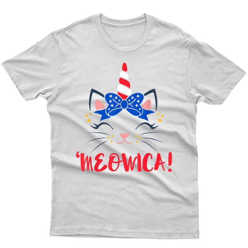 4th Of July American Flag Cat Meowica Unicorn Cat T-shirt