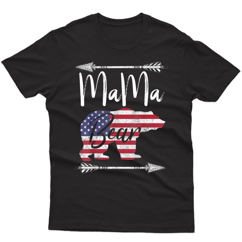 4th Of July Shirt For Mama Bear American Flag Usa Mom T-shirt