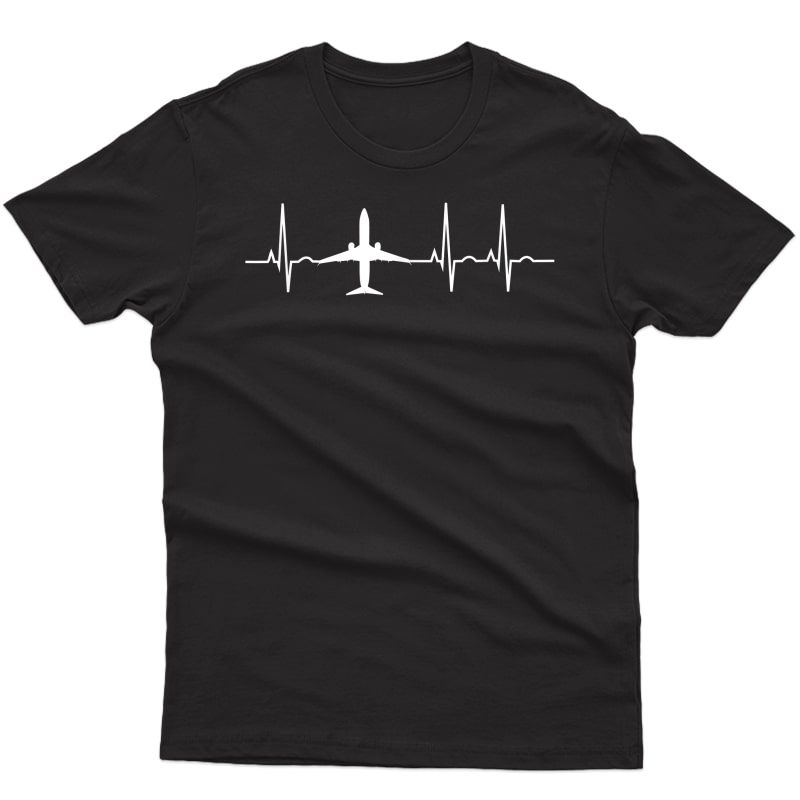 Airplane Heartbeat Pilot Flying T-shirt Cool Aviator Gift