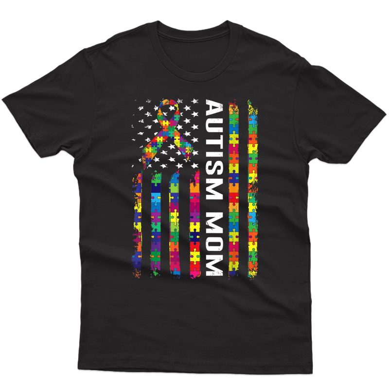 Autism Mom Shirt American Flag Autism Awareness Gift T-shirt