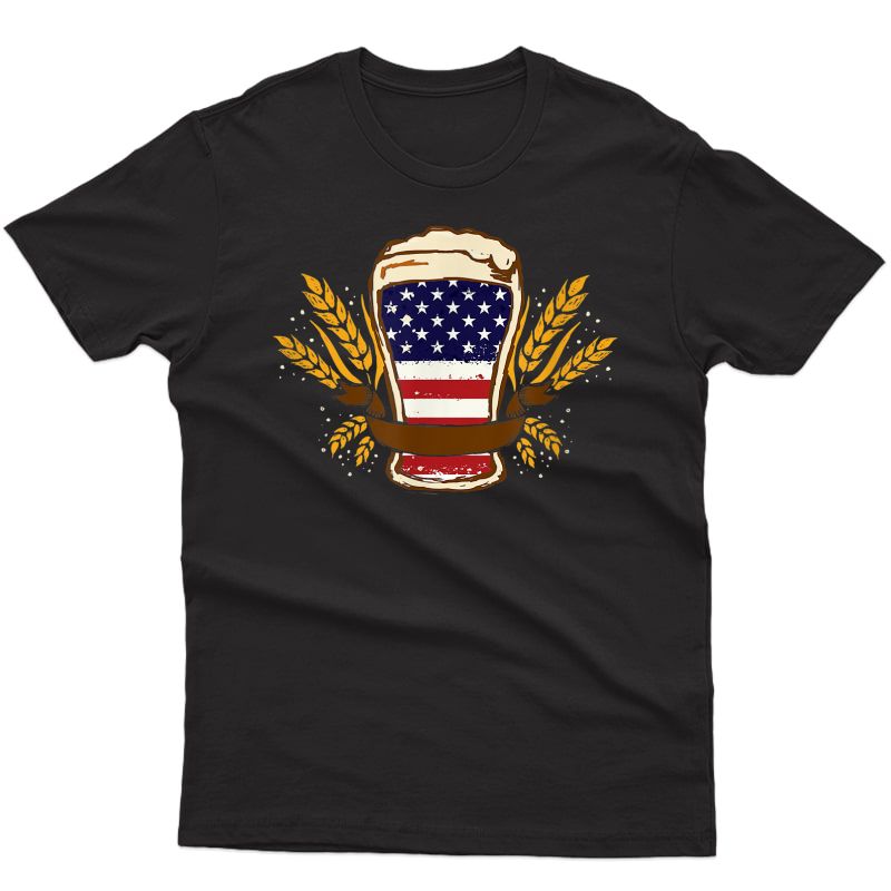 Beer American Flag T Shirt 4th Of July Merica Usa T-shirt