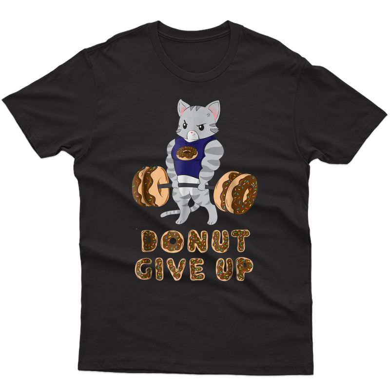 Cat Deadlift Powerlifting Donut Gym T-shirt