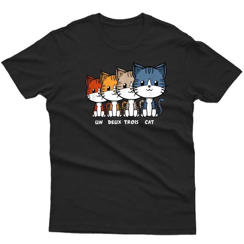 Cat Vintage Cat Lover Funny Kitten French Un Deux Trois Cat T-shirt