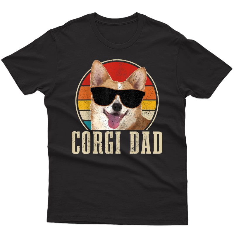 Corgi Dad Vintage Sunglasses Funny Corgi Dog Owner T-shirt