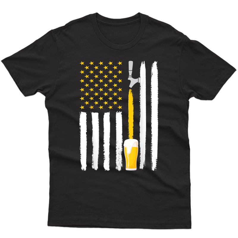 Craft Beer American Flag Usa T-shirt, 4th July Brewery