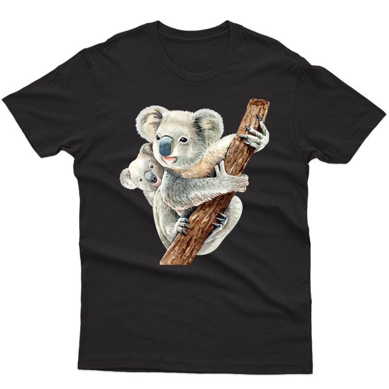 Cute Koala Bear And Baby Realistic Watercolor T-shirt