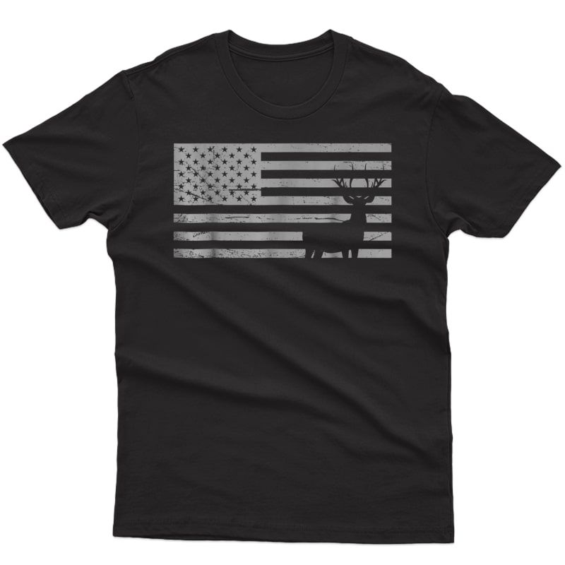 Deer Hunting And America Flag T Shirt Hunting Lover Gift