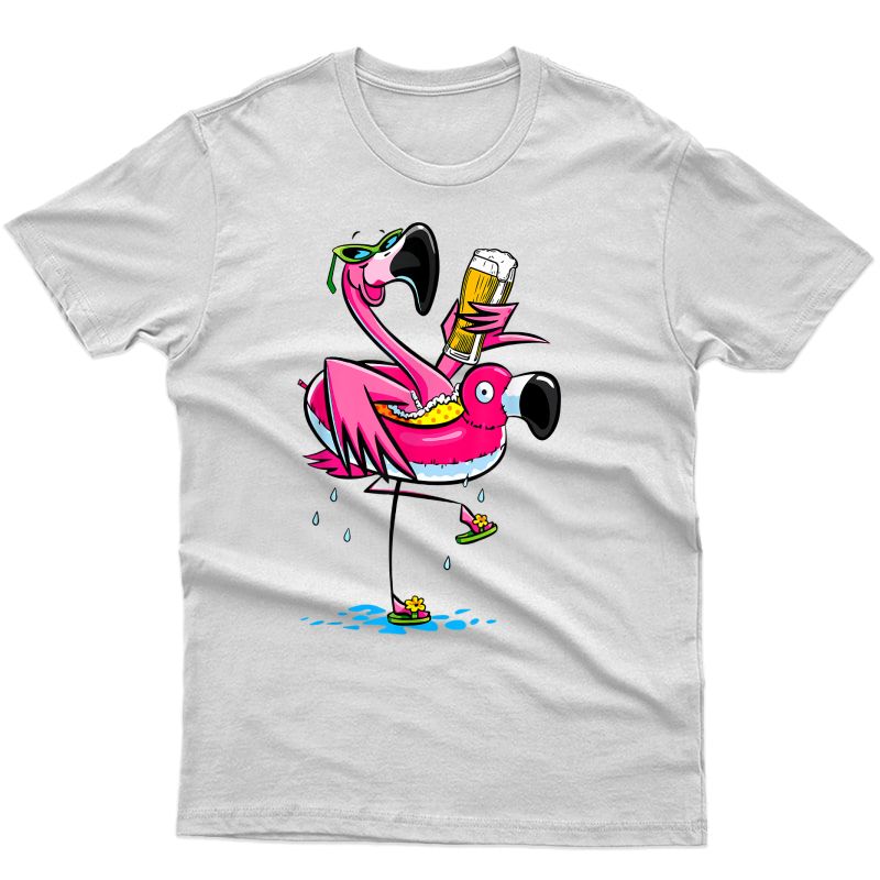 Flamingo Drinking Beer Summer Tshirt Funny Beer Lover Gifts