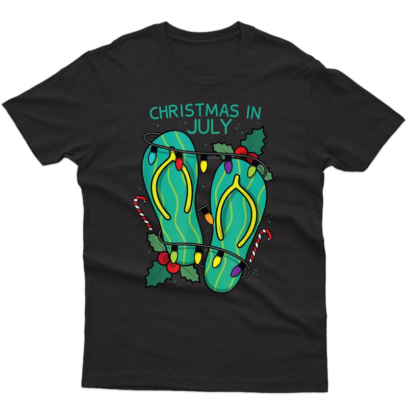 Funny Flip Flops Wreath Christmas In July T-shirt