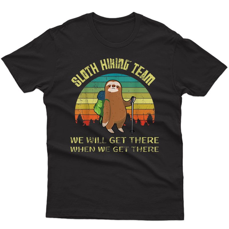 Funny Sloth Hiking Team Retro Vintage Sloth 80s T-shirt