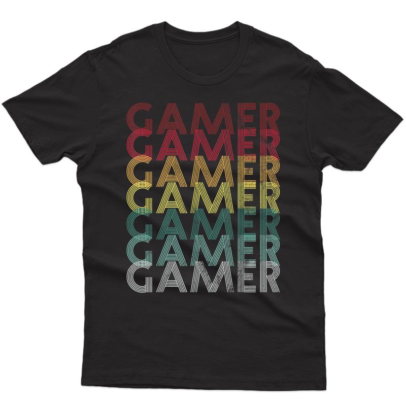 Gamer T-shirt Retro Tshirt 70s Old School Gift Tee Game