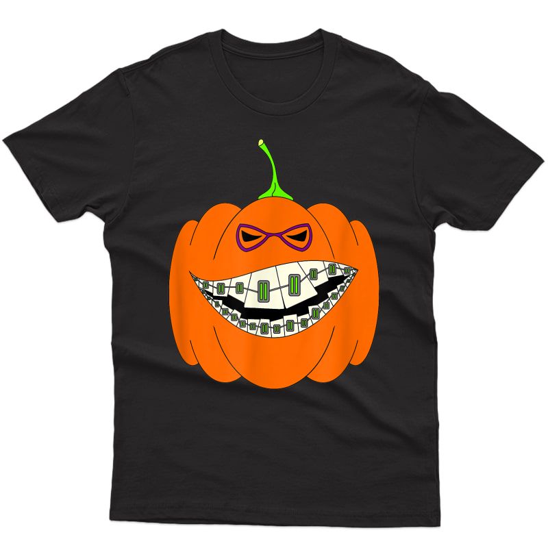 Halloween Pumpkin Braces Orthodontics Horror Dentist T-shirt