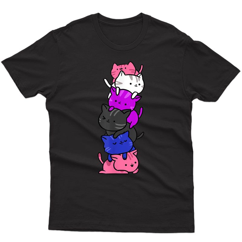 Kawaii Cat Pile Genderfluid Pride T-shirt