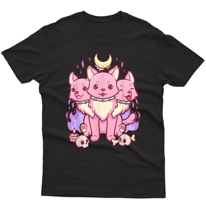 Kawaii Pastel Goth Cute Creepy 3 Headed Dog T-shirt