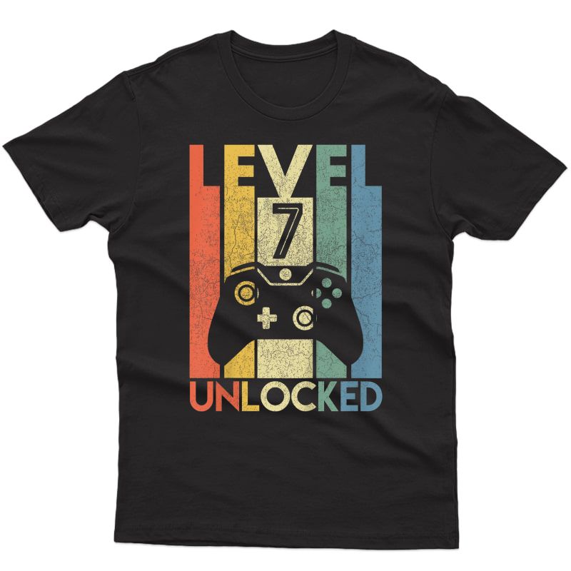  Level 7 Unlocked Shirt Funny Video Gamer 7th Birthday Gift T-shirt