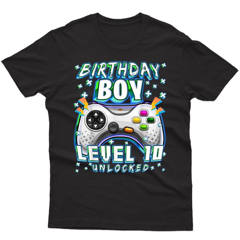 Level 10 Unlocked Video Game 10th Birthday Gamer T-shirt