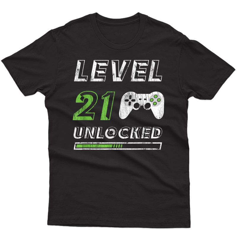 Level 21 Unlocked - 21 Year Old Gamer Funny Birthday T-shirt T-shirt