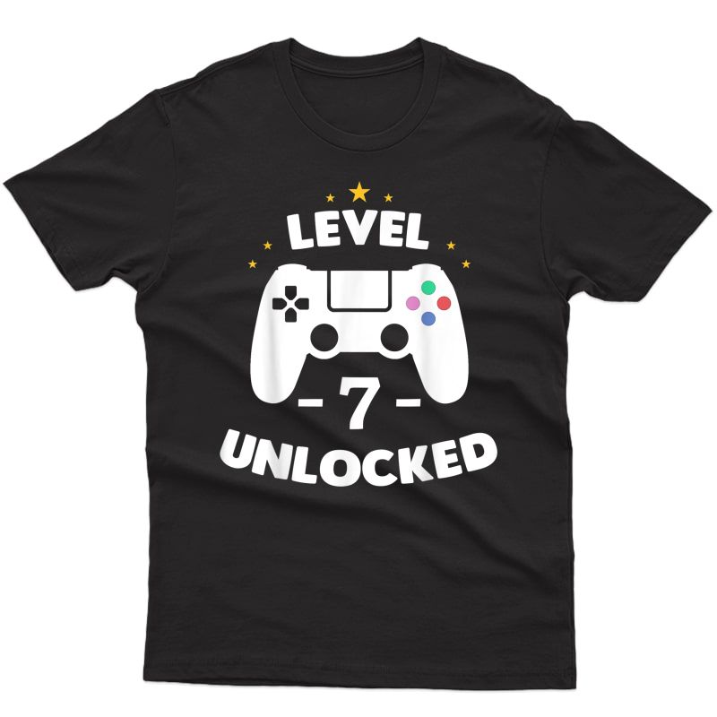 Level 7 Unlocked Gamer Shirt Seventh Birthday Party Gift Boy