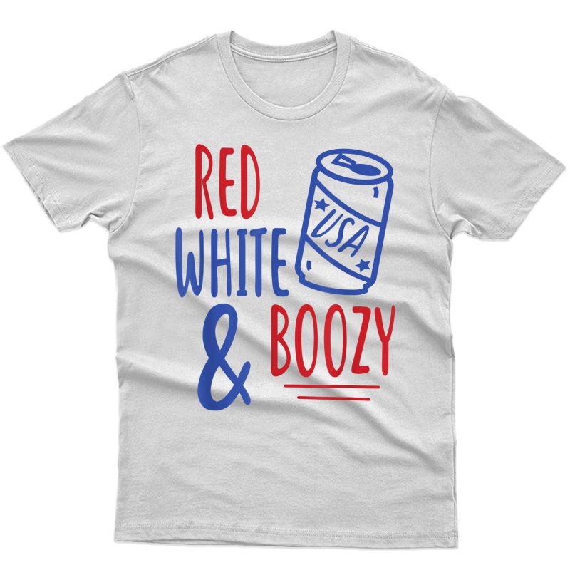 S Red & Boozy Funny Beer Booze 4th Of July Party Gift T-shirt