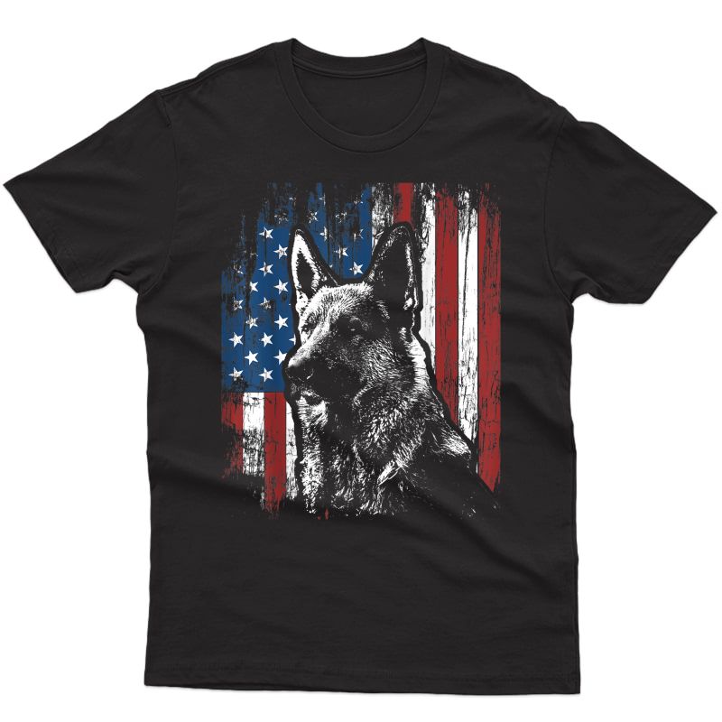 Patriotic German Shepherd American Flag Dog Gift T-shirt