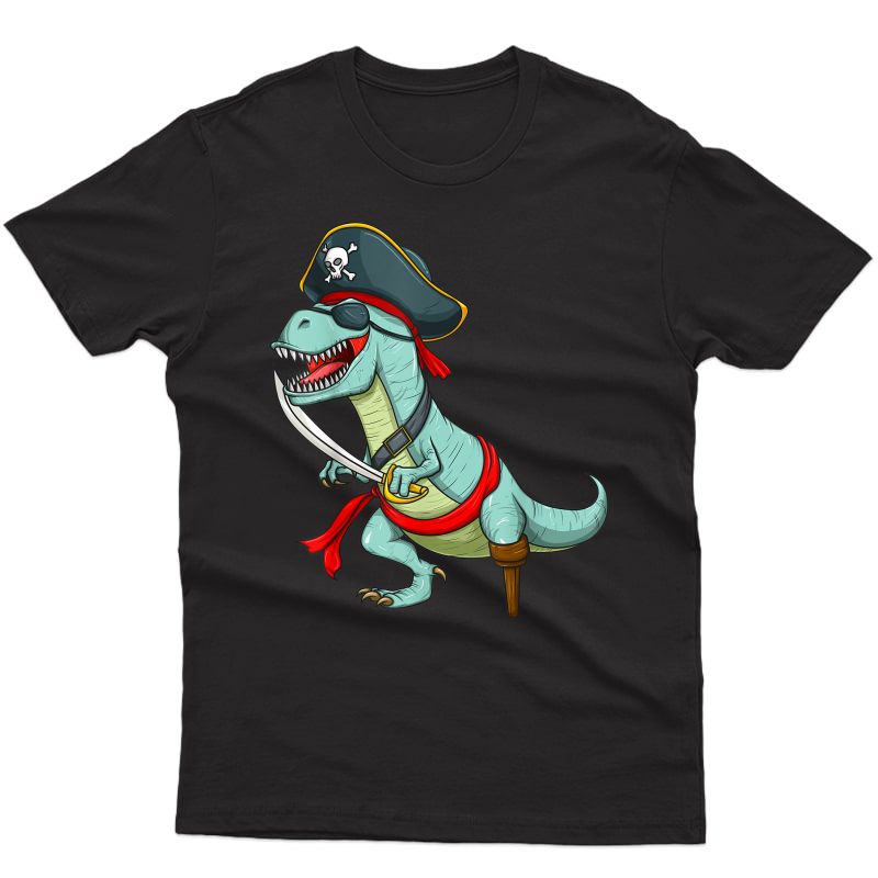 Pirate Dinosaur T Rex Funny Tyrannosaurus Halloween Costume T-shirt