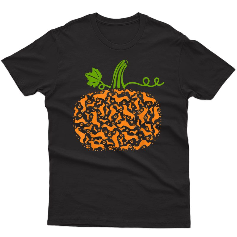 Pumpkin Fall Dachshund Dog Paw Halloween Costume Girl T-shirt