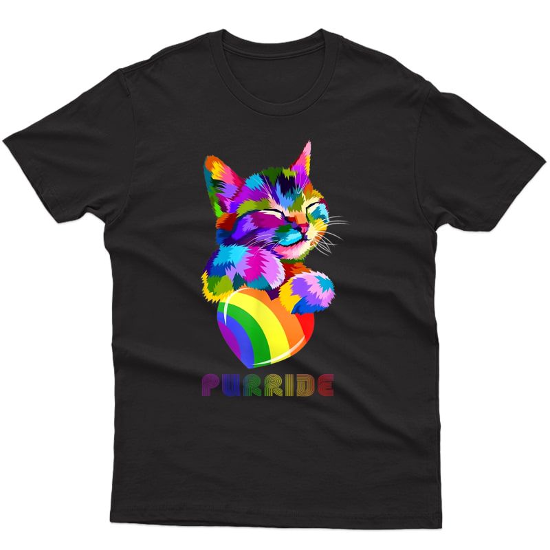 Purride Cat Lover Pride Colorful Lgbt Rainbow T-shirt