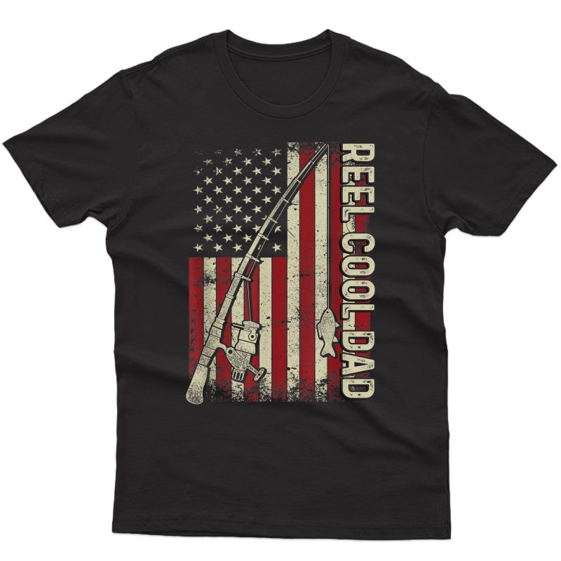 Reel Cool Dad American Flag Fishing Christmas T-shirt T-shirt