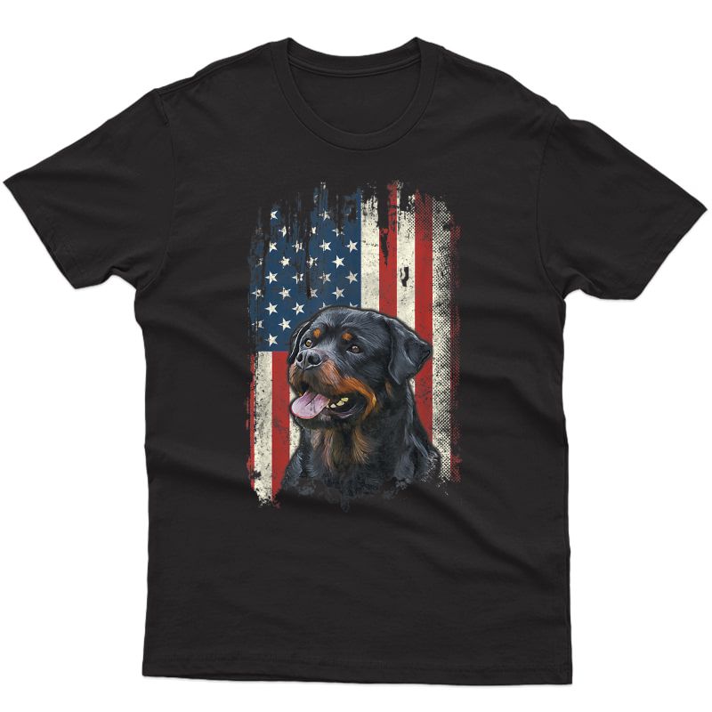 Rottweiler American Flag Shirt Usa Patriotic Dog Lover Gifts T-shirt