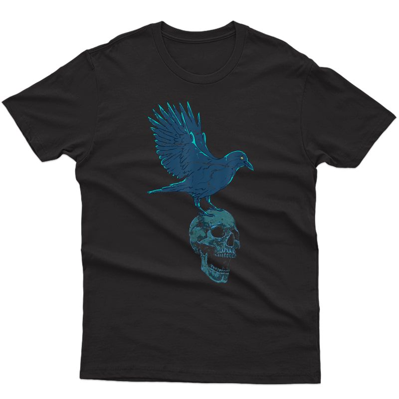 Spooky Skeleton Raven Gothic Animal Bird Skull Creepy Crow T-shirt