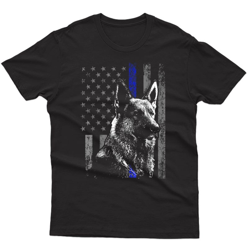 Thin Blue Line Flag K9 Shirt German Shepherd Police Dog Gift