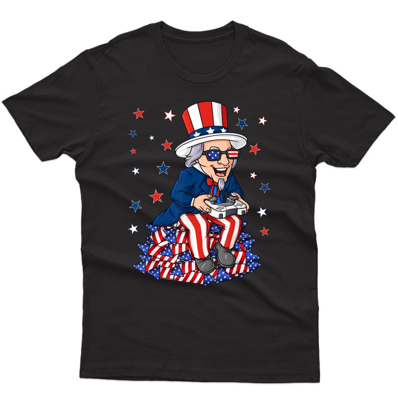 Uncle Sam Game Controller 4th Of July Teens Gamer T-shirt