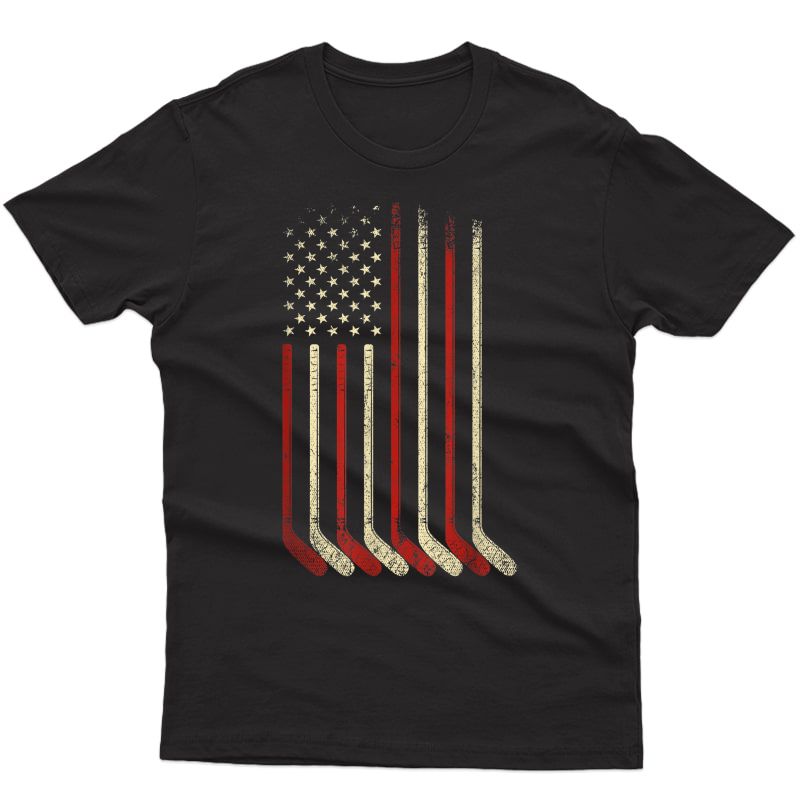 Us Flag Patriotic American Hockey Player Ice Hockey T-shirt