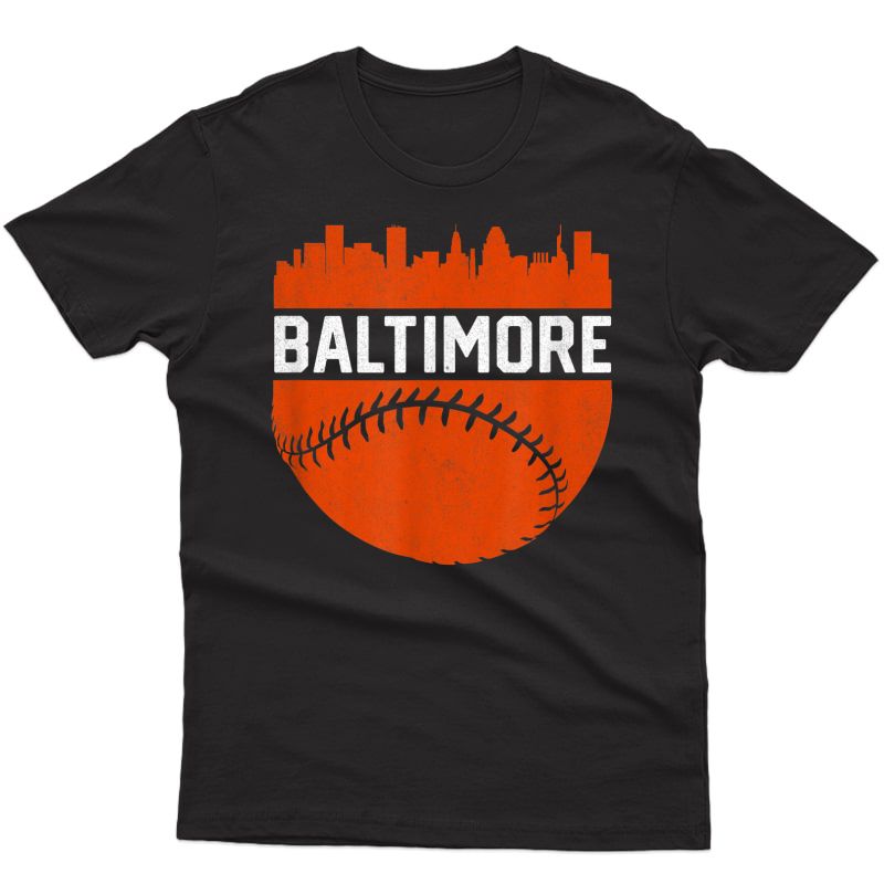 Vintage Downtown Baltimore Skyline Baseball T-shirt