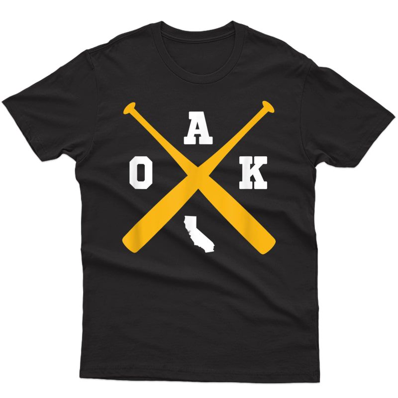 Vintage Oakland Baseball Bats Oak State Outline T-shirt