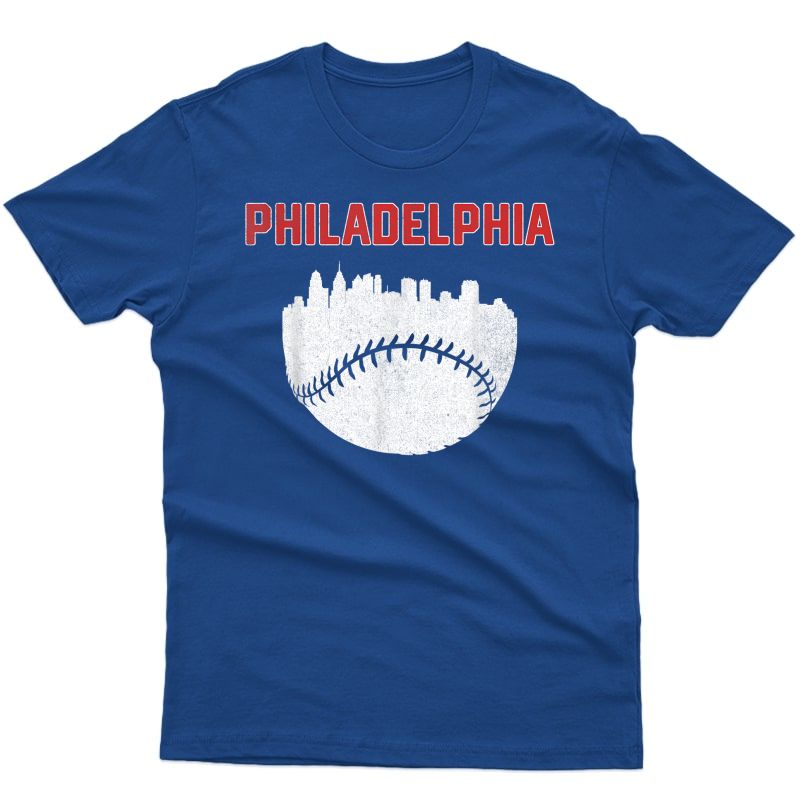 Vintage Philadelphia Pa Cityscape Baseball Retro T-shirt