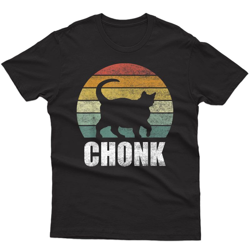 Vintage Retro Sunset Funny Fat Cats Meme Chonk Cat T-shirt
